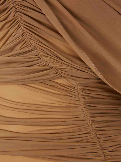 Outlet online Magda Butrym Mujer Vestido Midi Drapeado color Camel sku 721-000584 01 - Foto 3