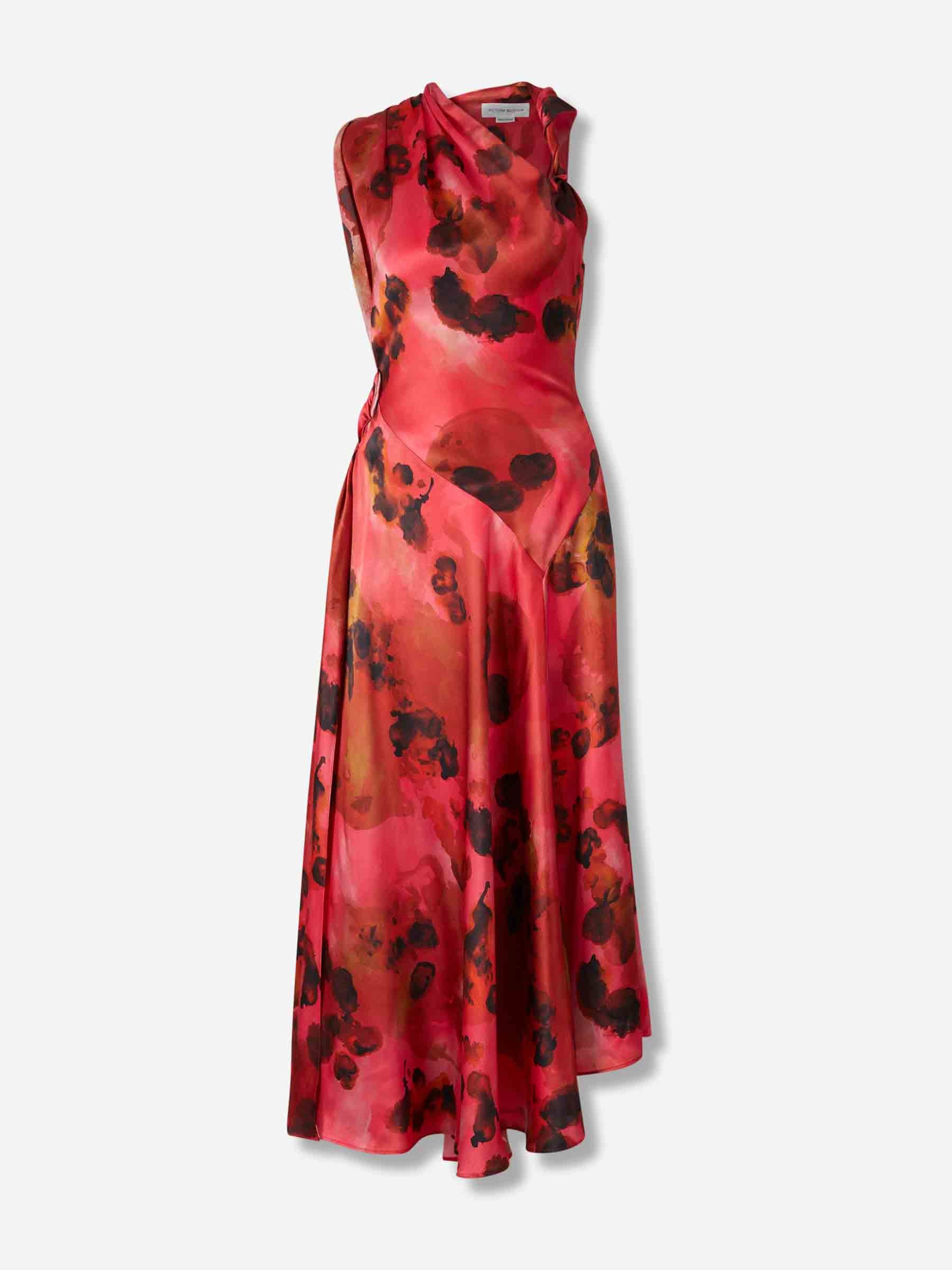 Outlet online Victoria Beckham Mujer Vestido Midi Asimétrico color Rojo sku 721-000606 01 - Foto 1
