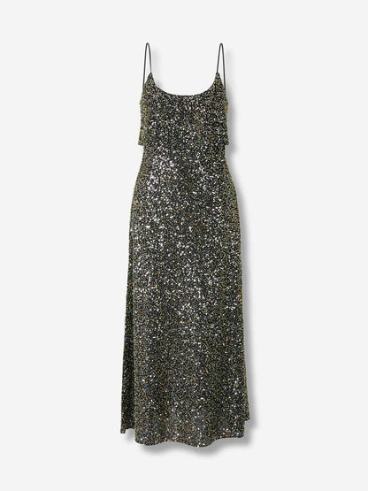 Outlet online Rabanne Mujer Vestido Midi Sequin color Plateado sku 721-000617 01 - Foto 1
