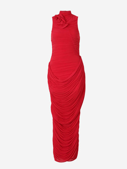 Outlet online Magda Butrym Mujer Vestido Midi Drapeado color Rojo sku 721-000636 01 - Foto 1