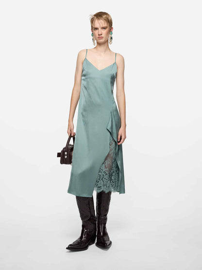 Acne Studios Mujer Barcelona Vestido Midi satin color Verde Turquesa sku 721-000693 01 - Foto 2