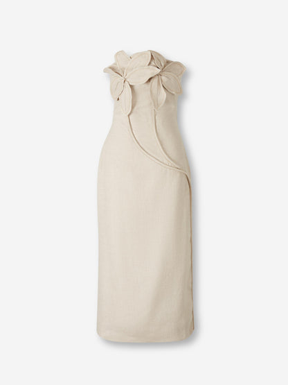 Outlet online Andres Otalora Mujer Vestido Midi Florecer color Marfil sku 721-000724 01 - Foto 1