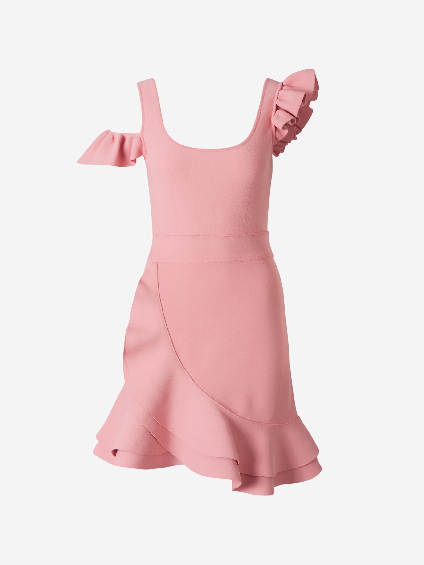 Outlet online Alexander McQueen Mujer Vestido Volantes Mini color Rosa Empolvado sku 731-005238 01 - Foto 1