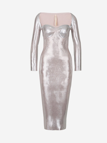 Outlet online Maria Lucia Hohan Mujer Vestido Punto Helen color Plateado sku 731-005599 01 - Foto 1