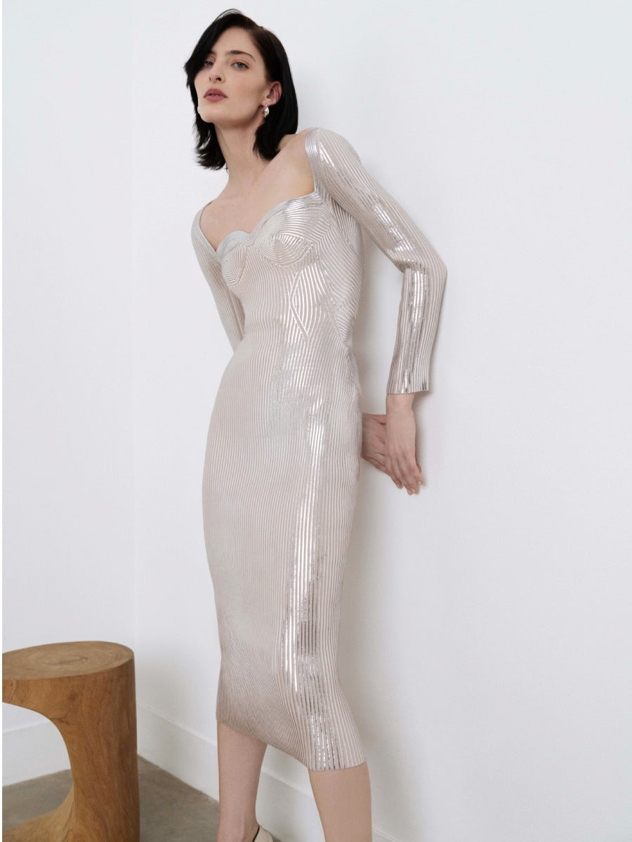 Outlet online Maria Lucia Hohan Mujer Vestido Punto Helen color Plateado sku 731-005599 01 - Foto 5