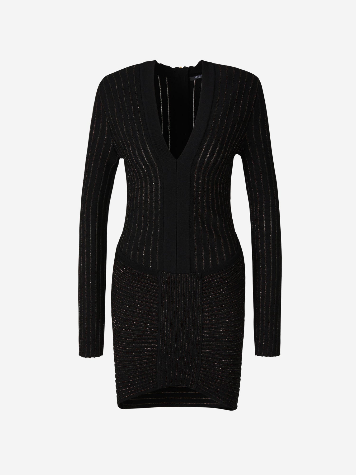 Outlet online Balmain Mujer Vestido Punto Brillante color Negro sku 731-005736 01 - Foto 1
