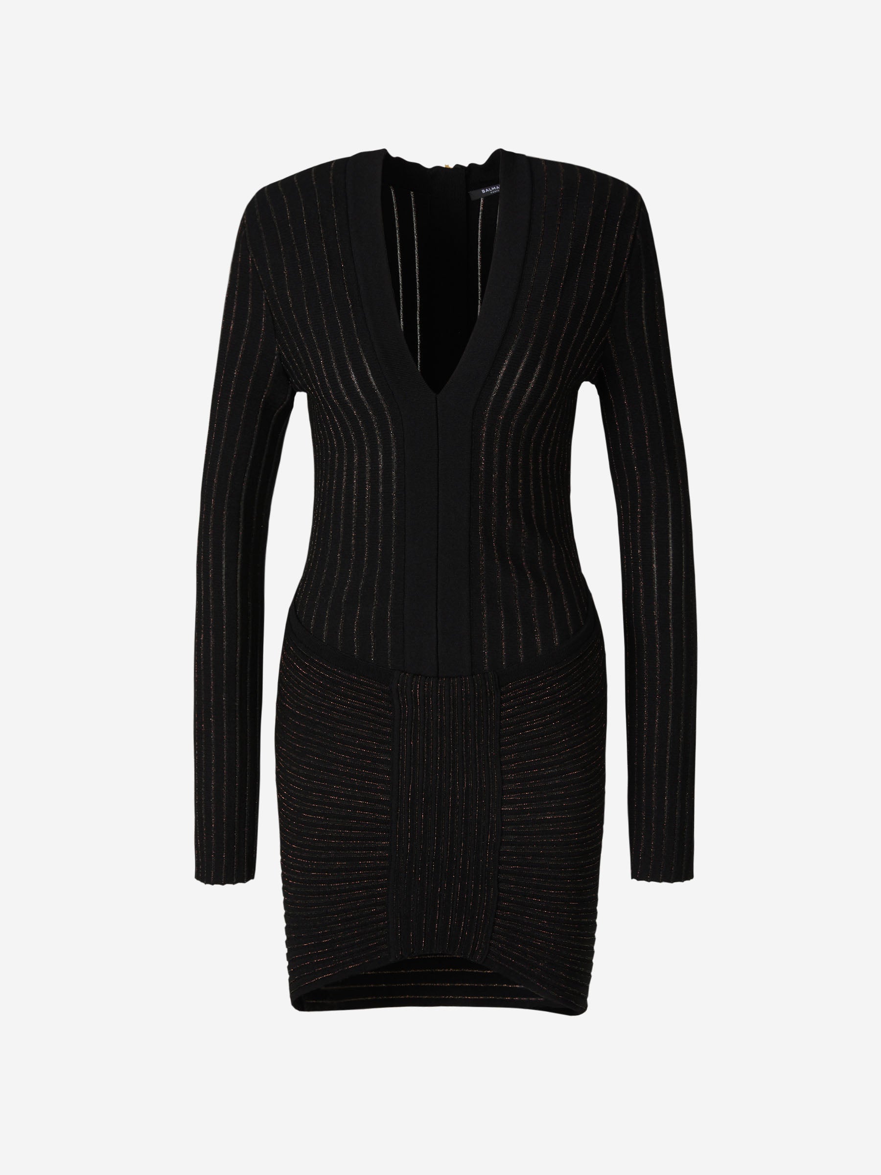 Outlet online Balmain Mujer Vestido Punto Brillante color Negro sku 731-005736 01 - Foto 1