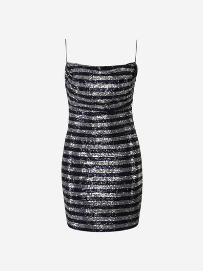 Outlet online Balmain Mujer Vestido Lentejuelas Mini color Plateado sku 731-005800 01 - Foto 1