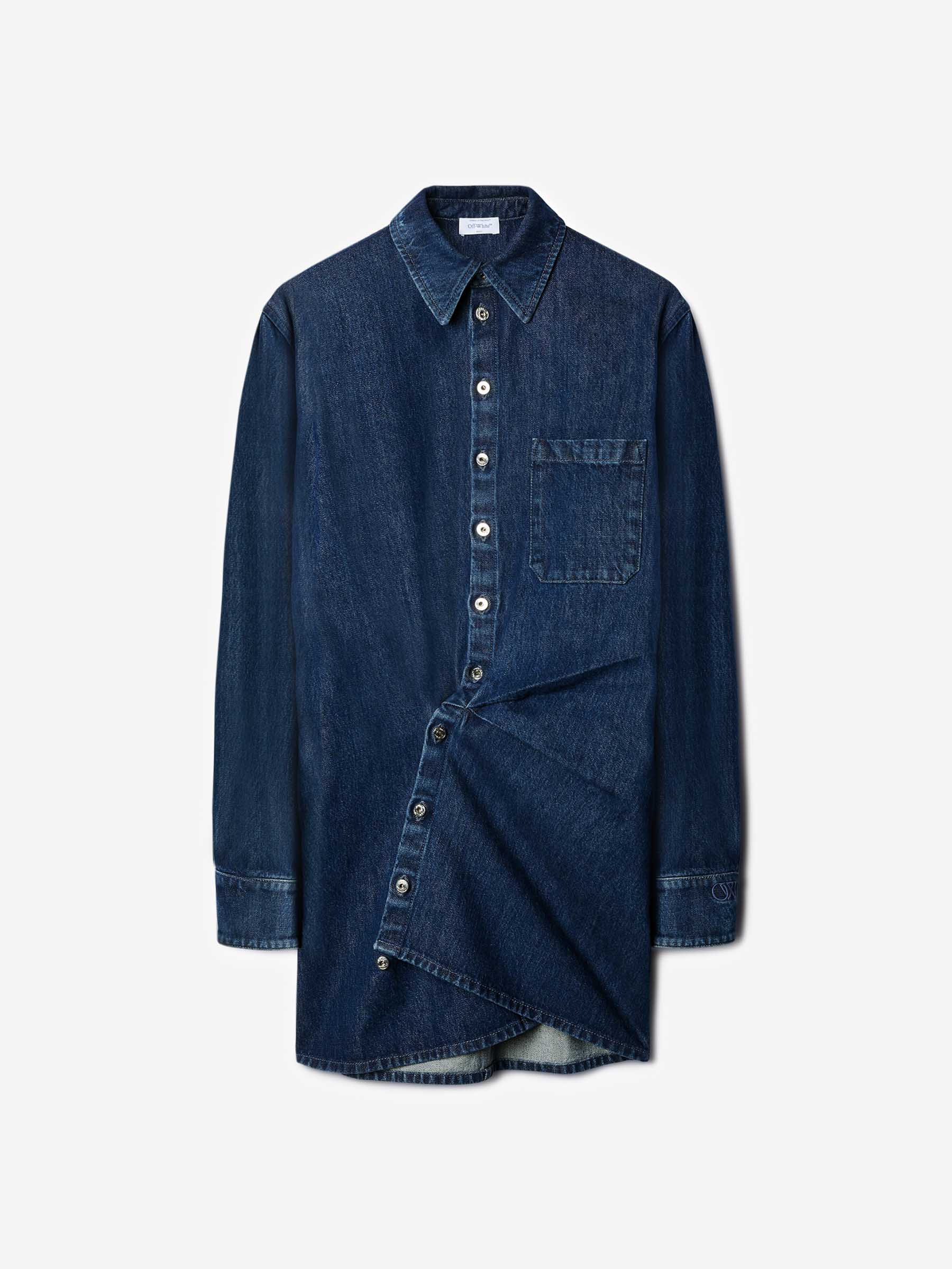 Outlet online Off-White Mujer Vestido Mini Camisero color Azul Denim Oscuro sku 731-005867 01 - Foto 1