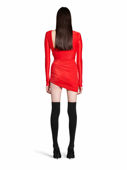 Outlet online Balenciaga Mujer Vestido Mini Drapeado color Rojo sku 731-005981 01 - Foto 3