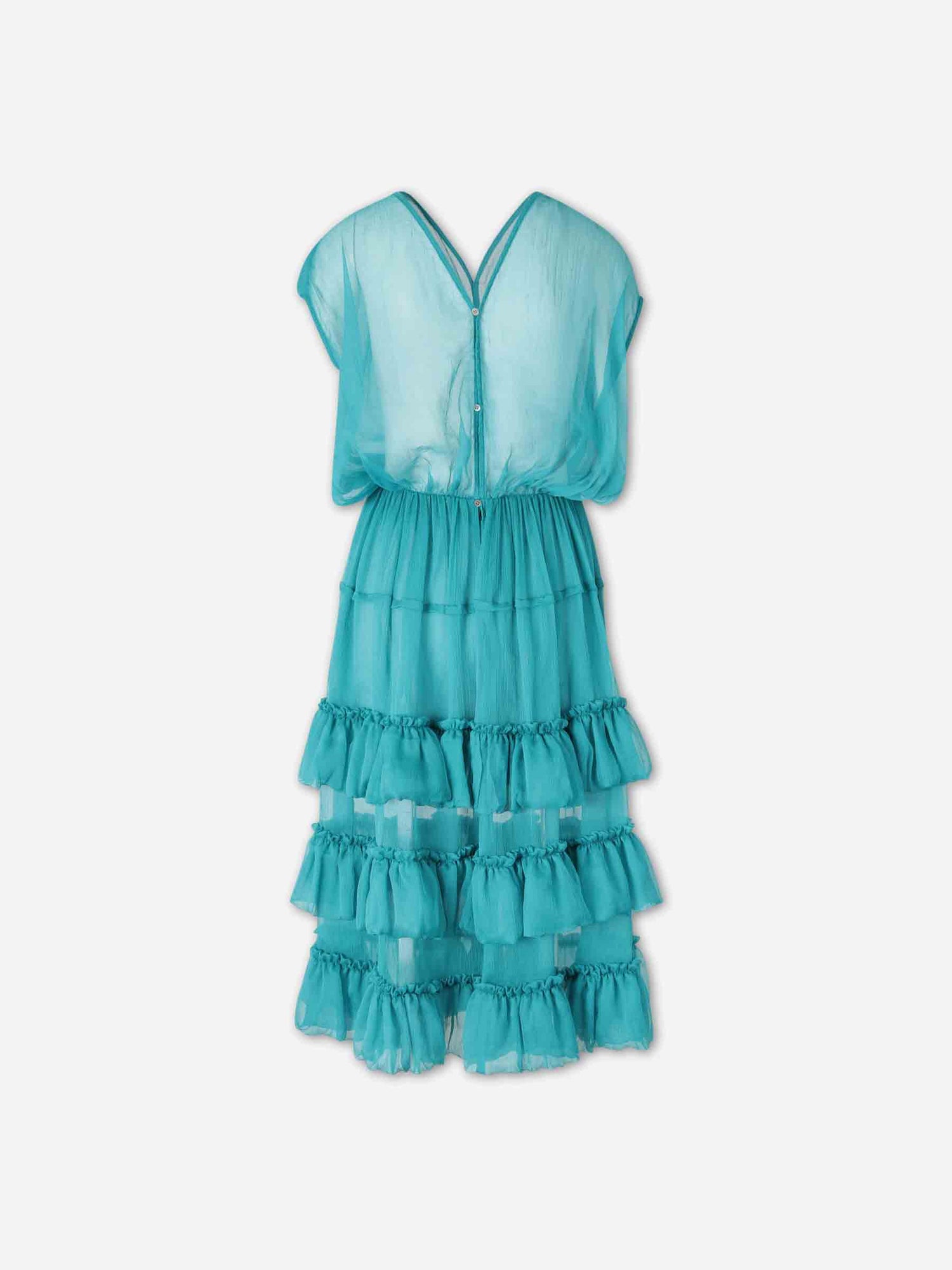 Dries Van Noten Mujer Barcelona Vestido Midi Volantes color Azul Turquesa sku 731-006148 01 - Foto 2