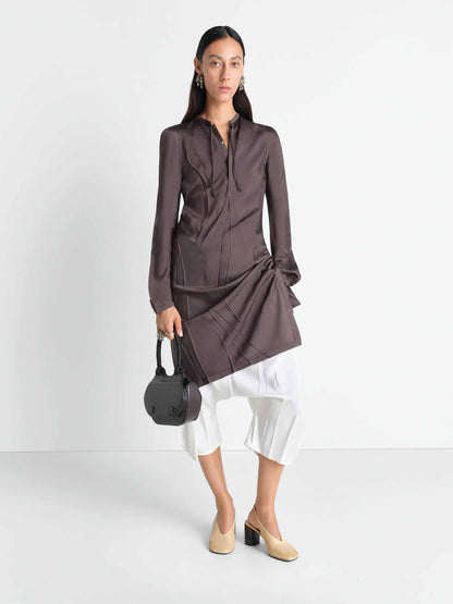 Outlet online Lemaire Mujer Vestido Midi Pliegues color Marrón Oscuro sku 731-006150 01 - Foto 2