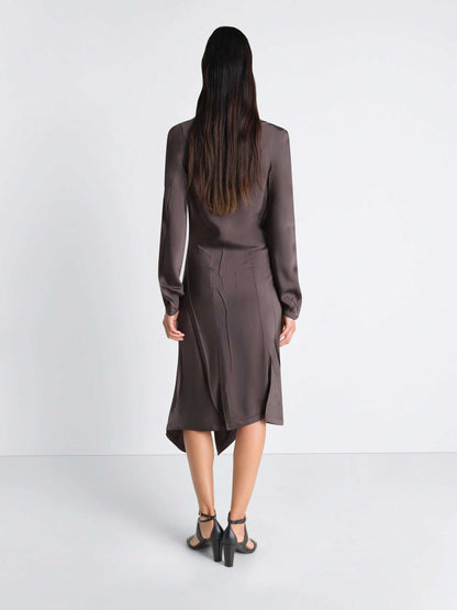 Outlet online Lemaire Mujer Vestido Midi Pliegues color Marrón Oscuro sku 731-006150 01 - Foto 3