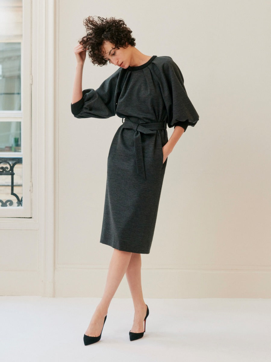 Outlet online Martin Grant Mujer Vestido Mangas Abullonadas Lana color Gris Piedra sku 732-000989 01 - Foto 5
