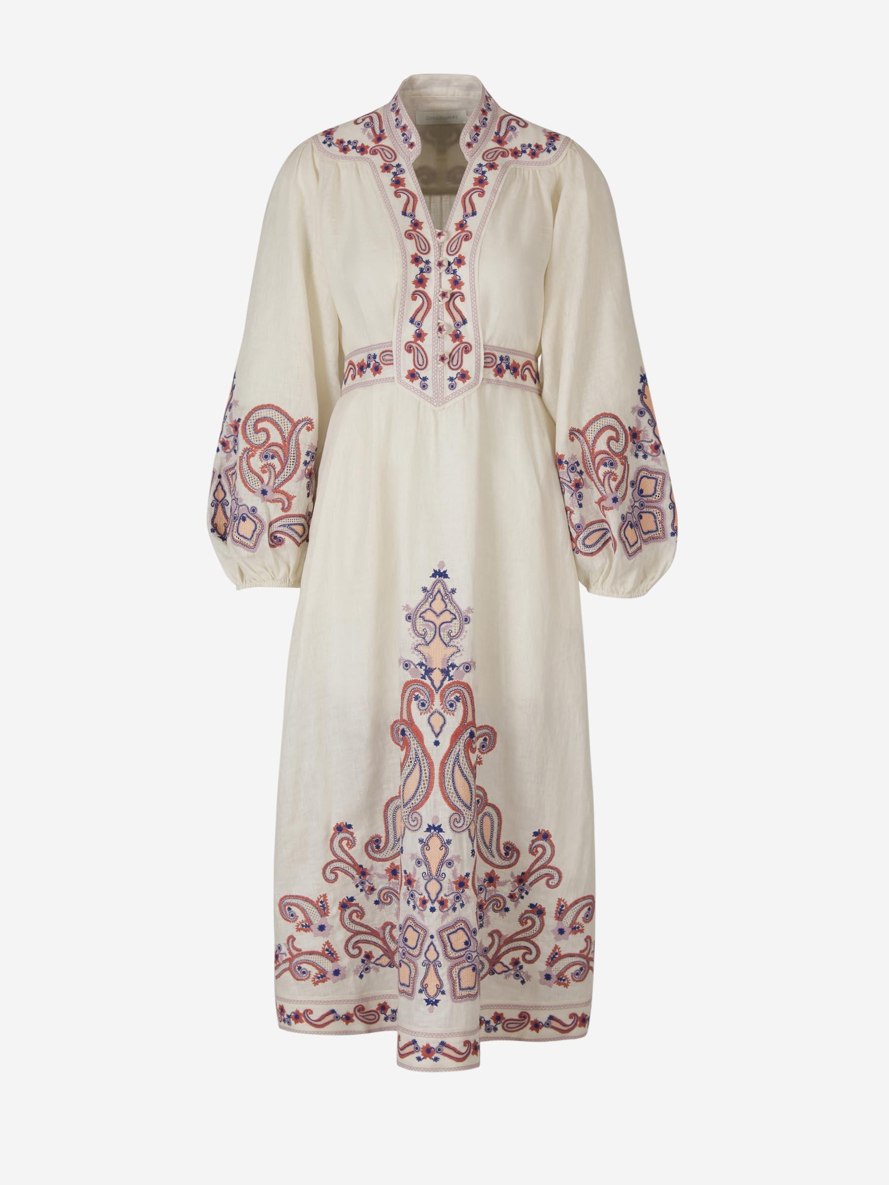 Outlet online Zimmermann Mujer Vestido Bordado Lino color Beige sku 732-001248 01 - Foto 1