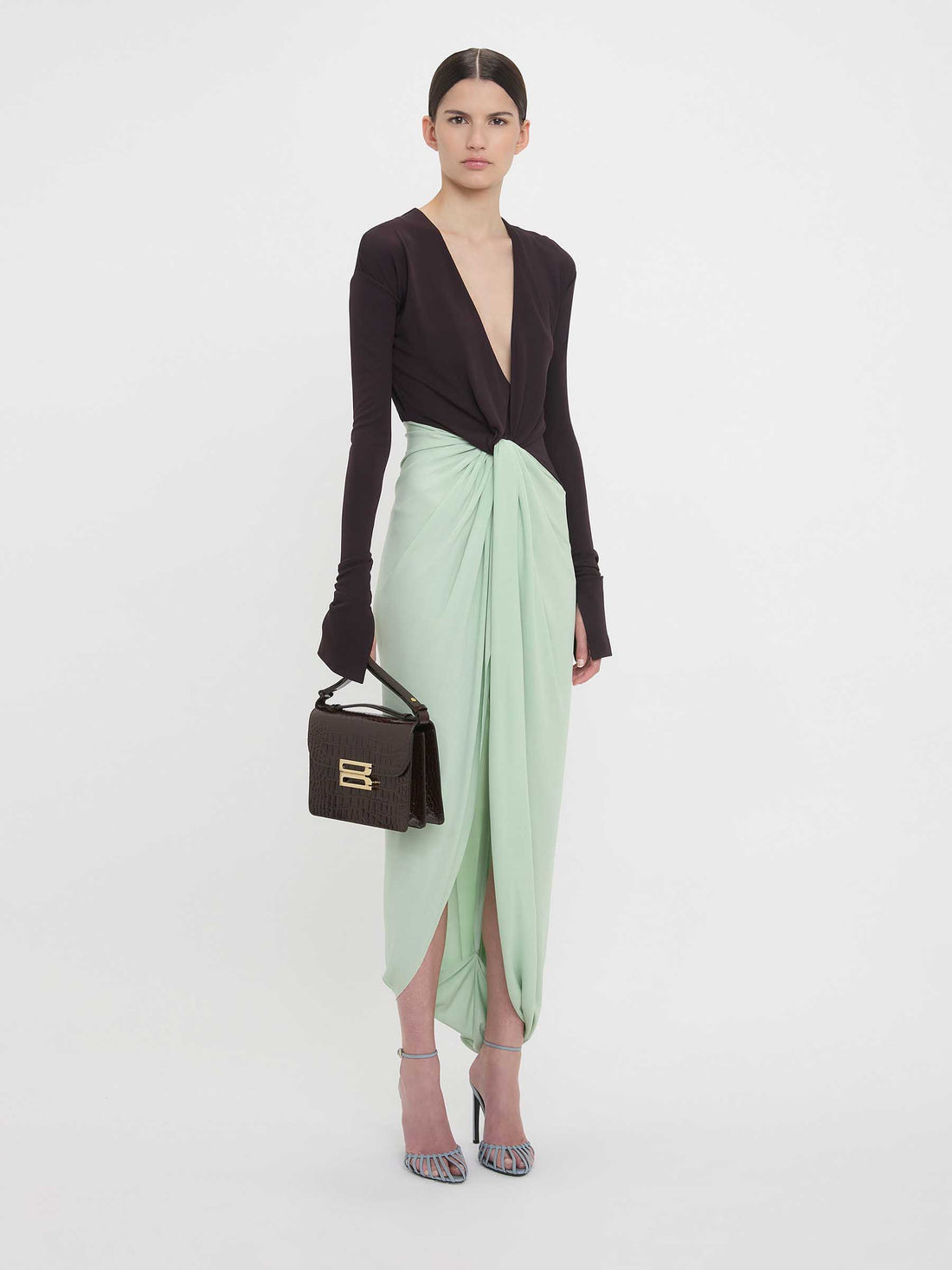 Victoria Beckham Mujer Barcelona Vestido Midi Bicolor color Negro sku 732-001422 01 - Foto 2