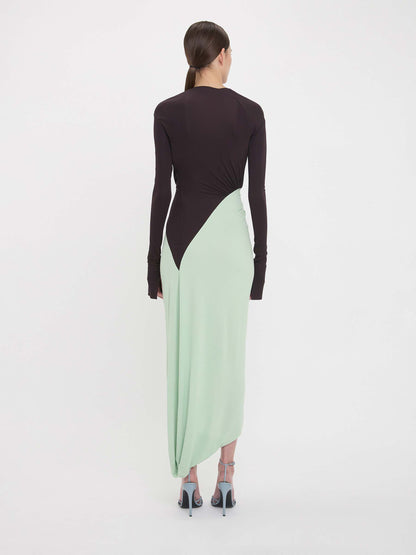 Victoria Beckham Mujer Barcelona Vestido Midi Bicolor color Negro sku 732-001422 01 - Foto 4