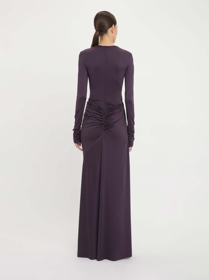 Victoria Beckham Mujer Barcelona Vestido Maxi Drapeado color Berenjena sku 732-001423 01 - Foto 3