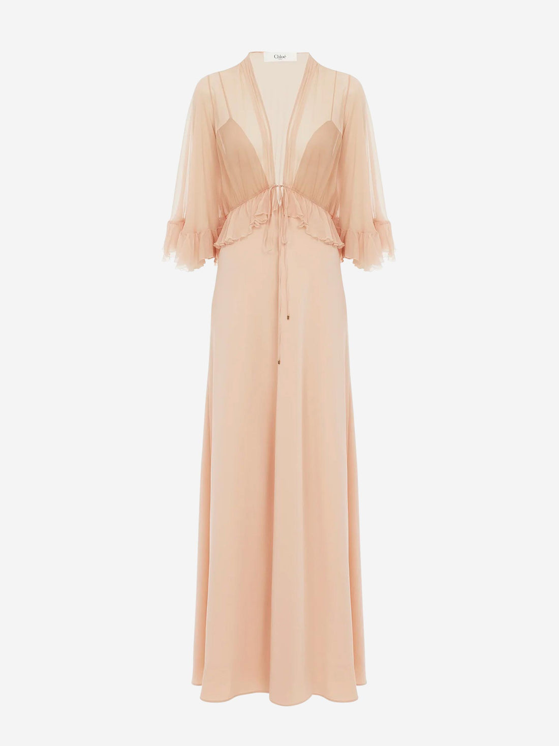 Chloé Mujer Barcelona Vestido Maxi Satén de Crepé color Rosa Palo sku 732-001443 01 - Foto 1