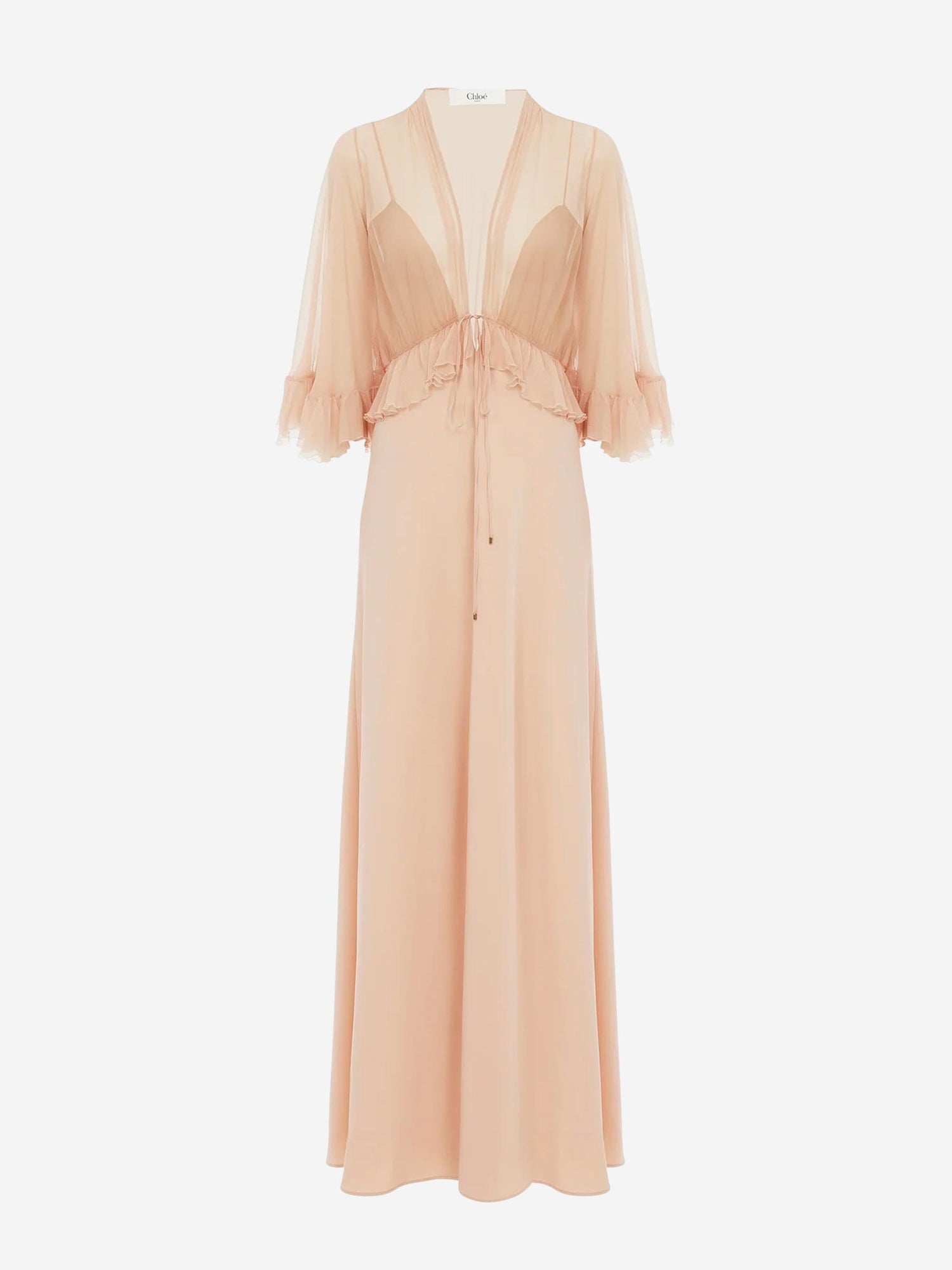 Chloé Mujer Barcelona Vestido Maxi Satén de Crepé color Rosa Palo sku 732-001443 01 - Foto 1