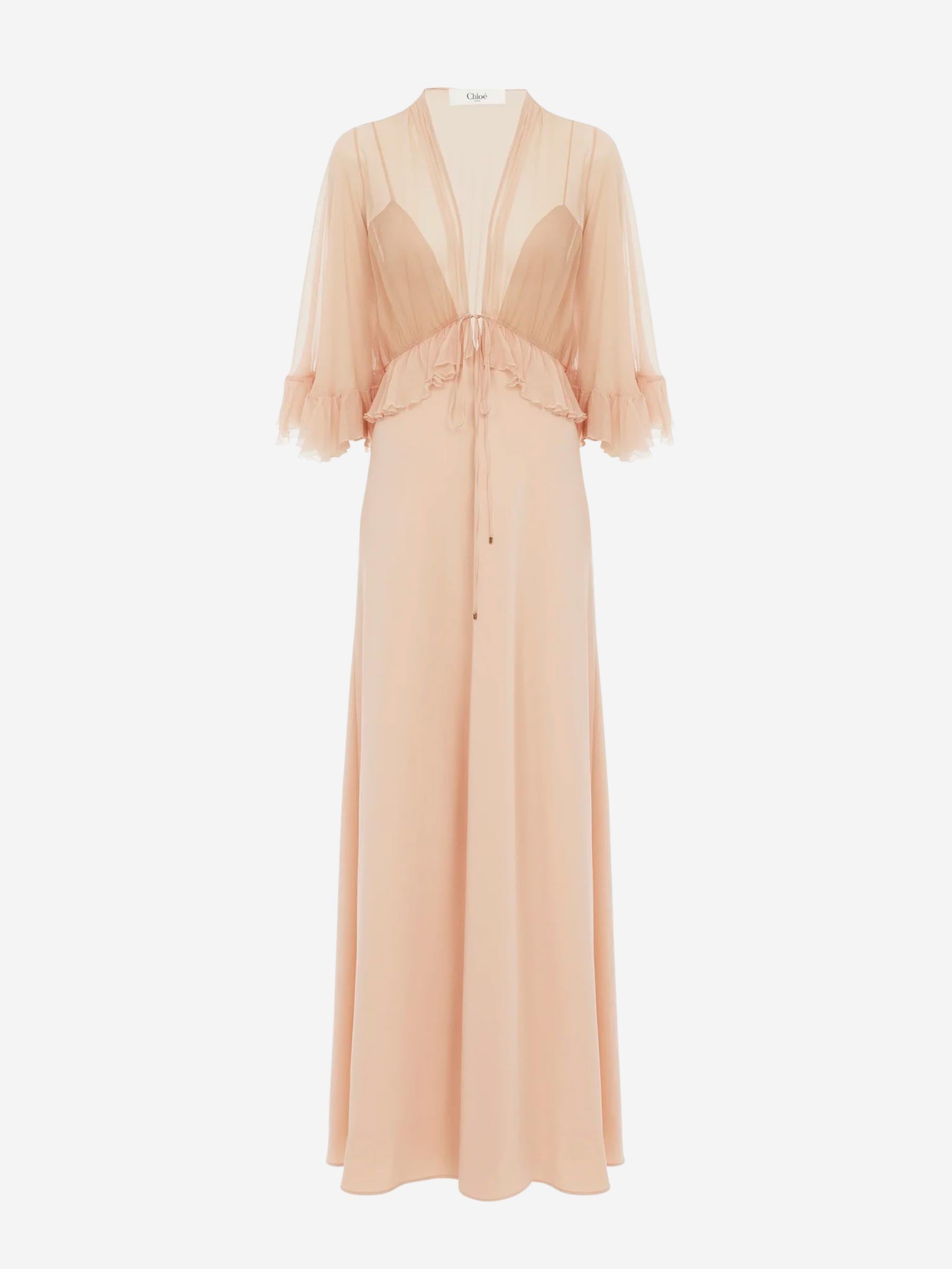 Chloé Mujer Barcelona Vestido Maxi Satén de Crepé color Rosa Palo sku 732-001443 01 - Foto 1