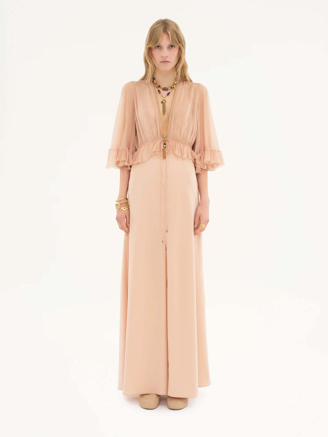 Chloé Mujer Barcelona Vestido Maxi Satén de Crepé color Rosa Palo sku 732-001443 01 - Foto 2