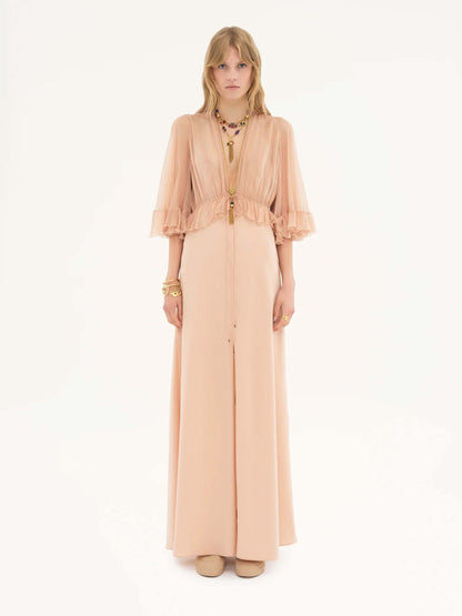 Chloé Mujer Barcelona Vestido Maxi Satén de Crepé color Rosa Palo sku 732-001443 01 - Foto 2