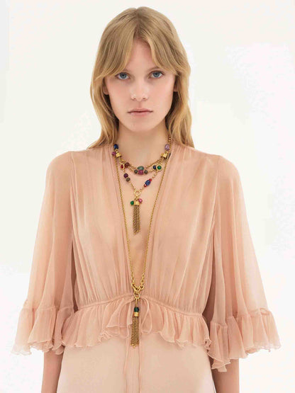 Chloé Mujer Barcelona Vestido Maxi Satén de Crepé color Rosa Palo sku 732-001443 01 - Foto 3