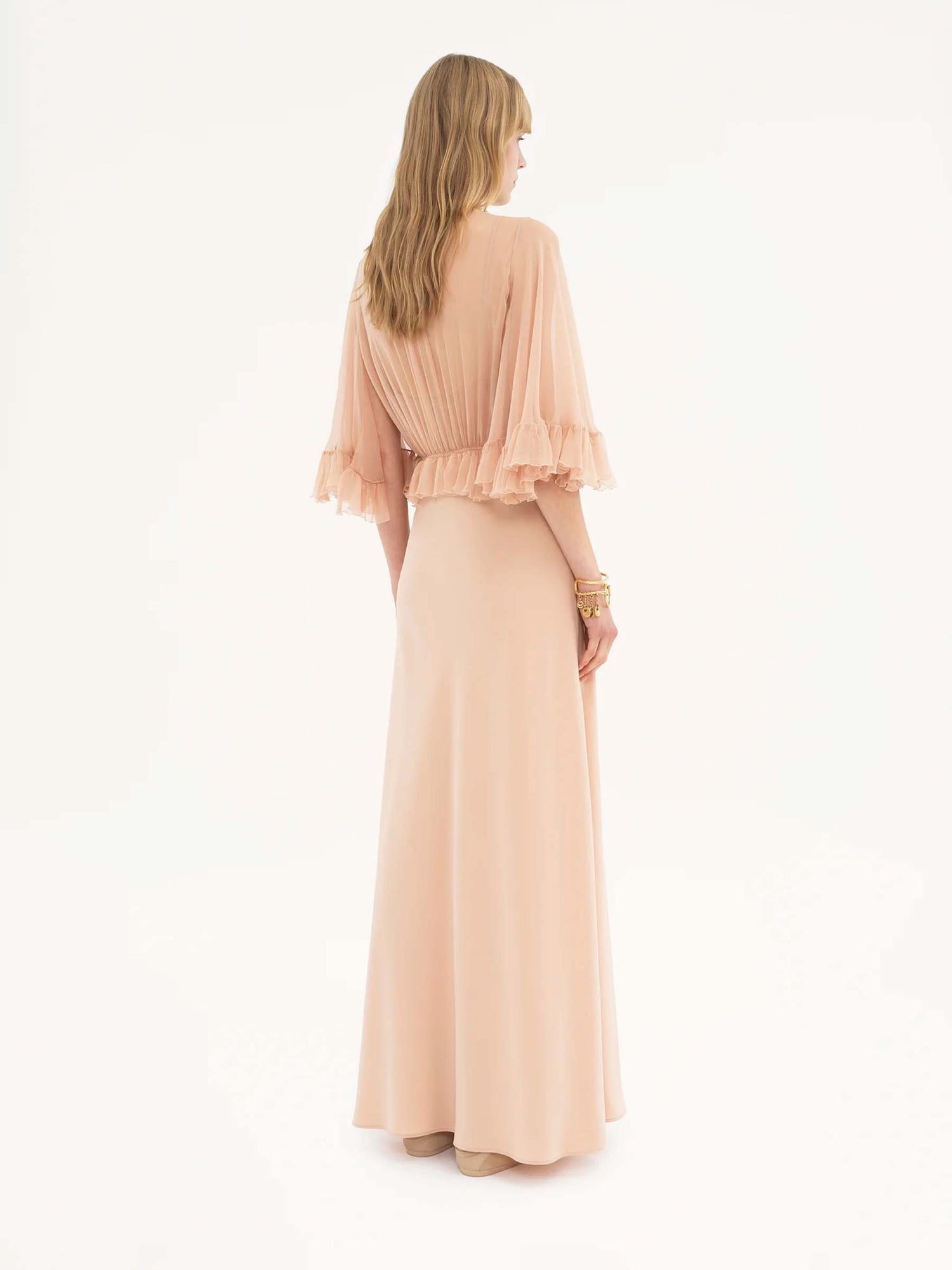 Chloé Mujer Barcelona Vestido Maxi Satén de Crepé color Rosa Palo sku 732-001443 01 - Foto 4