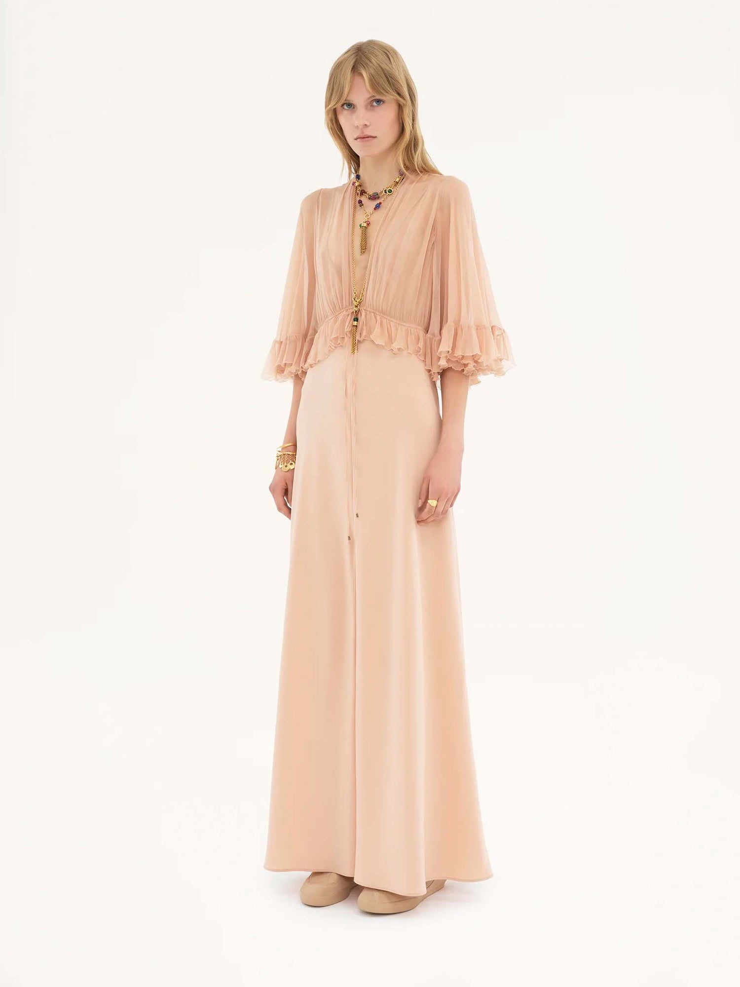 Chloé Mujer Barcelona Vestido Maxi Satén de Crepé color Rosa Palo sku 732-001443 01 - Foto 5