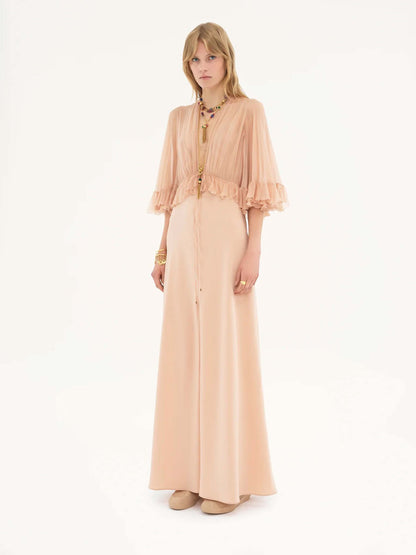 Chloé Mujer Barcelona Vestido Maxi Satén de Crepé color Rosa Palo sku 732-001443 01 - Foto 5