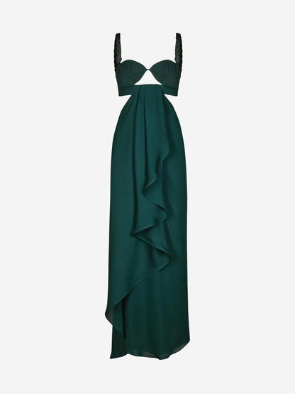 Johanna Ortiz Mujer Barcelona Vestido Maxi Sea Poem color Verde Oscuro sku 732-001453 01 - Foto 2
