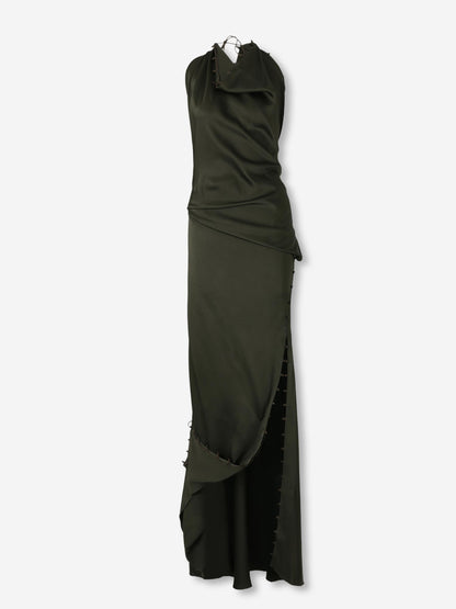Outlet online Victoria Beckham Mujer Vestido Maxi Asimétrico color Verde Militar sku 732-001613 01 - Foto 1
