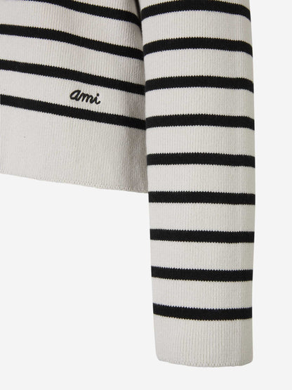 Outlet online Ami Paris Mujer Jersey Motivo Rayas color Gris Claro sku 711-003123 01 - Foto 4