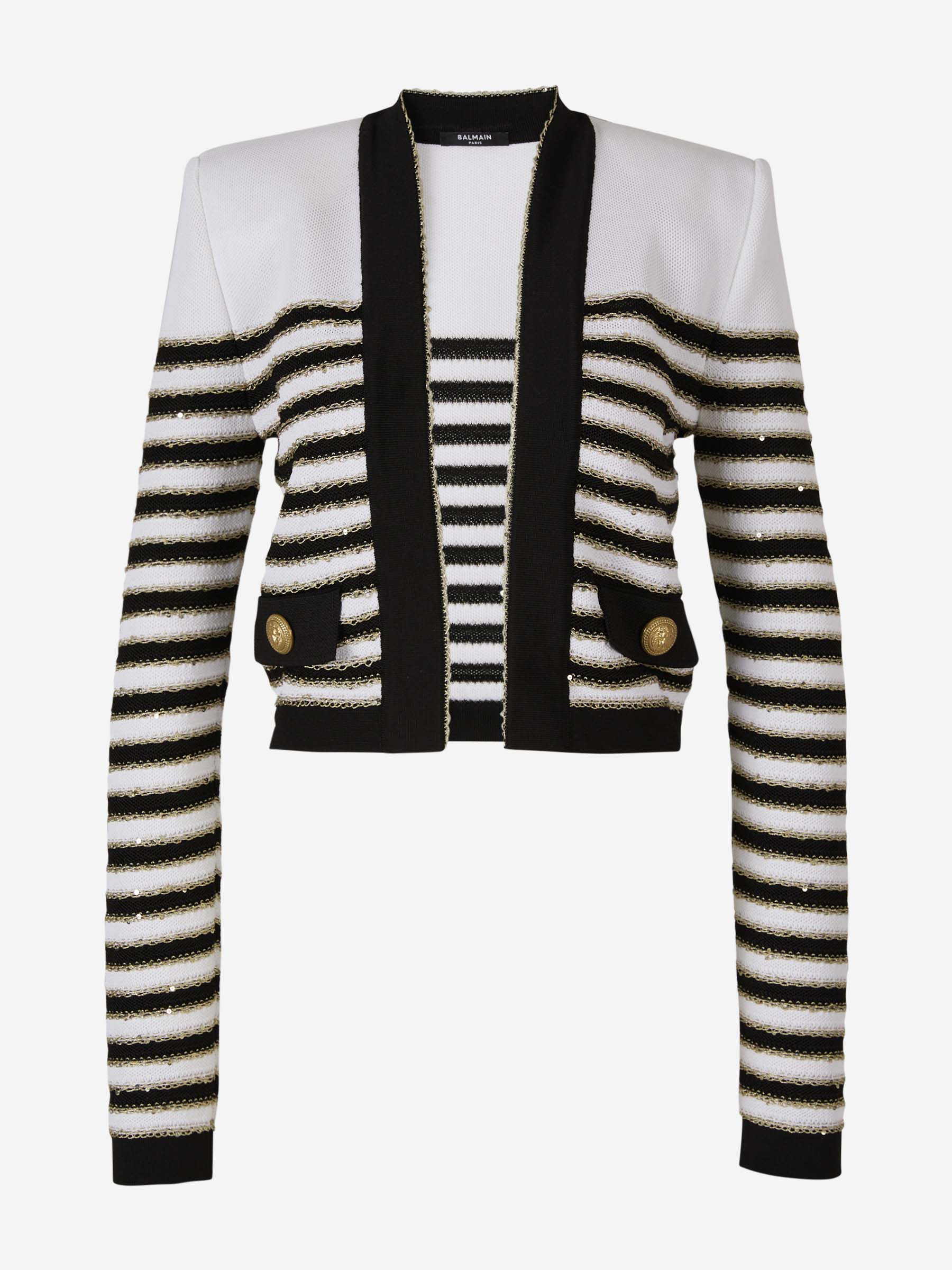 Outlet online Balmain Mujer Chaqueta Motivo Rayas color Blanco y Negro sku 741-002045 01 - Foto 1