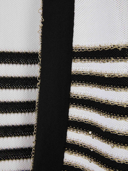 Outlet online Balmain Mujer Chaqueta Motivo Rayas color Blanco y Negro sku 741-002045 01 - Foto 3