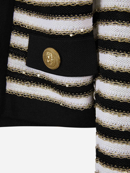 Outlet online Balmain Mujer Chaqueta Motivo Rayas color Blanco y Negro sku 741-002045 01 - Foto 4