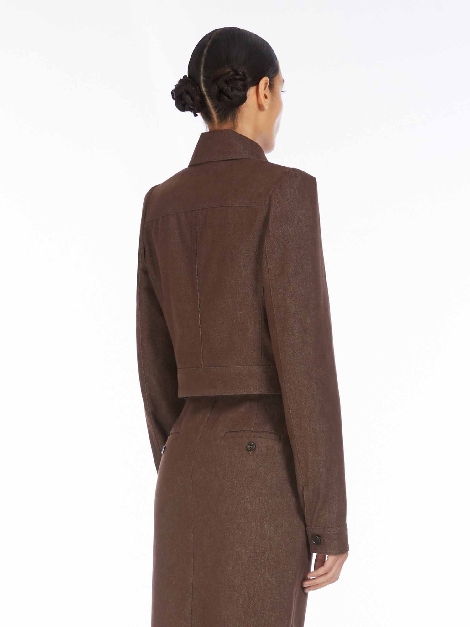Max Mara Mujer Barcelona Chaqueta Cropped Denim color Marrón Oscuro sku 741-002222 01 - Foto 4