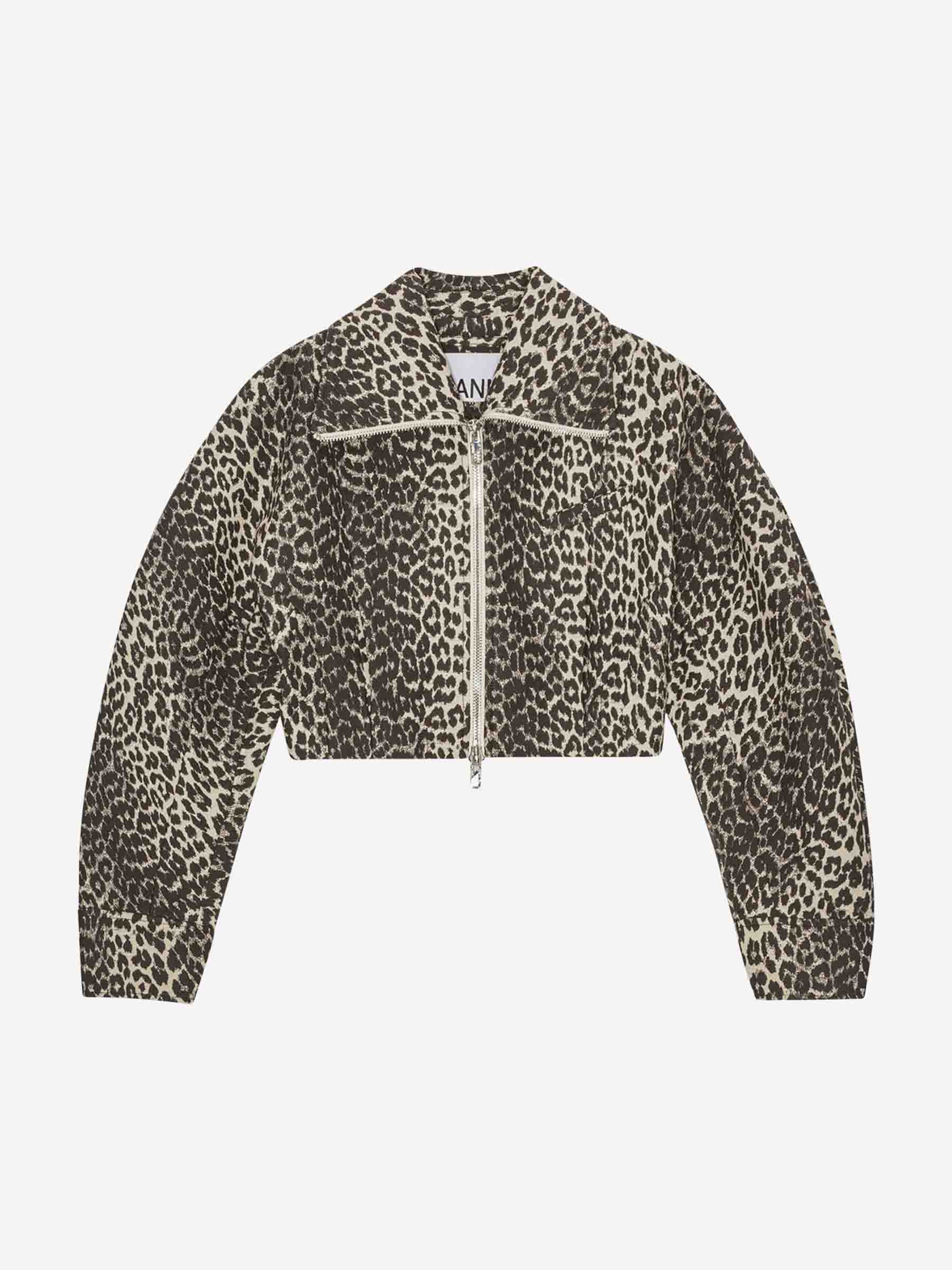 Outlet online Ganni Mujer Cazadora Cropped Cremallera color Leopardo sku 741-002227 01 - Foto 1