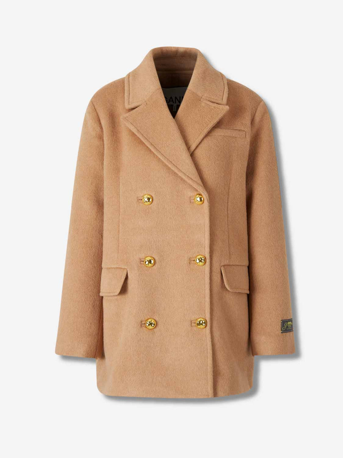 Outlet online Ganni Mujer Abrigo Cruzado Corto color Camel sku 741-002256 01 - Foto 1