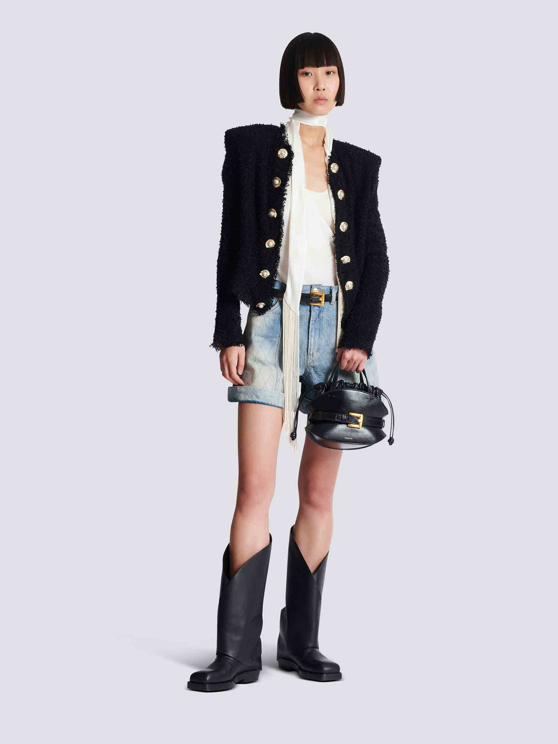 Outlet online Balmain Mujer Chaqueta Tweed color Negro sku 741-002282 01 - Foto 2