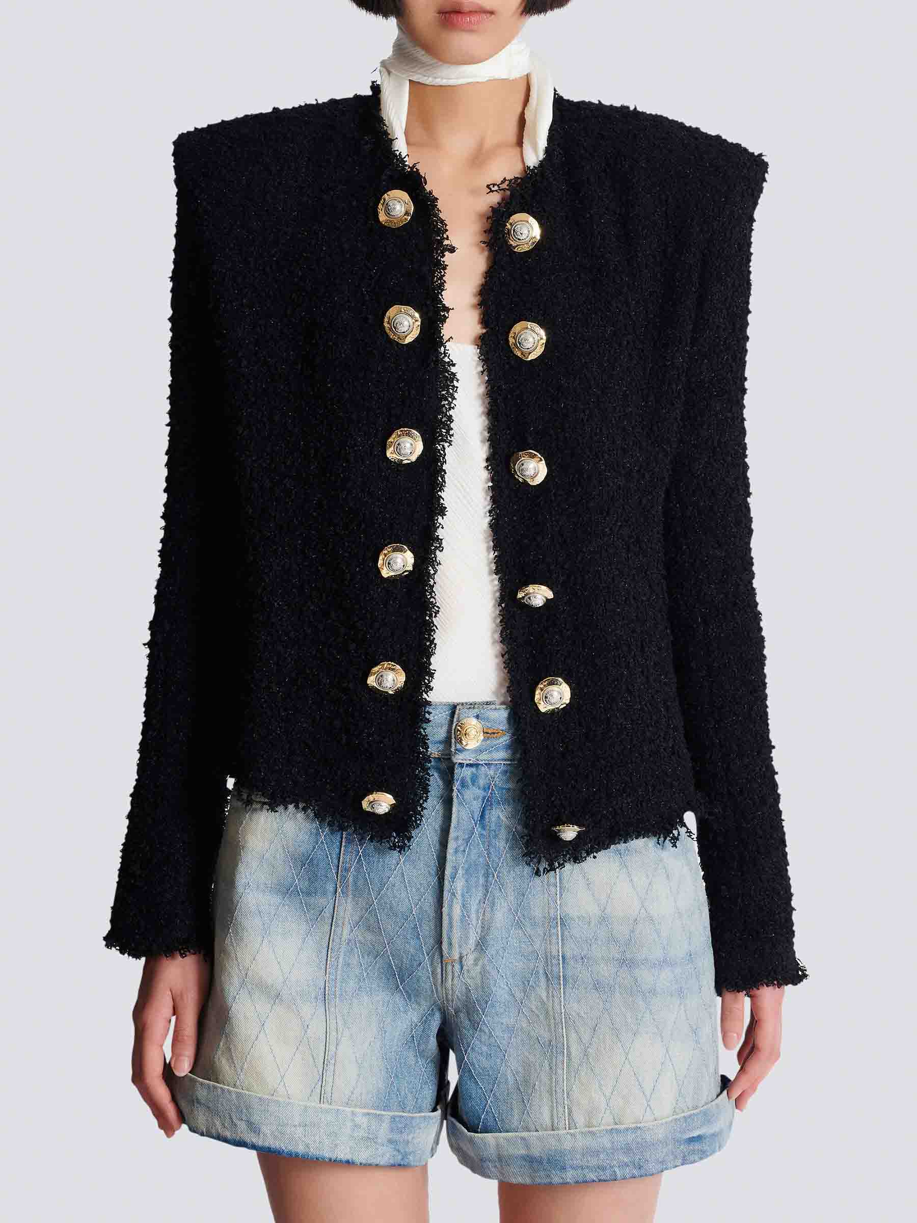 Outlet online Balmain Mujer Chaqueta Tweed color Negro sku 741-002282 01 - Foto 4
