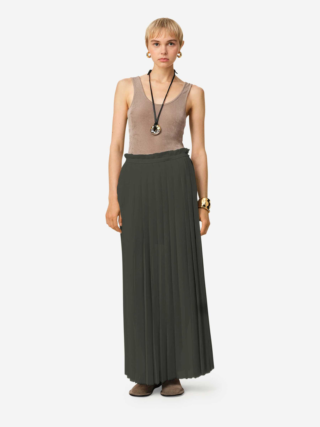 Ami Paris Mujer Barcelona Falda Maxi Plisada color Verde sku 750-001554 02 - Foto 2