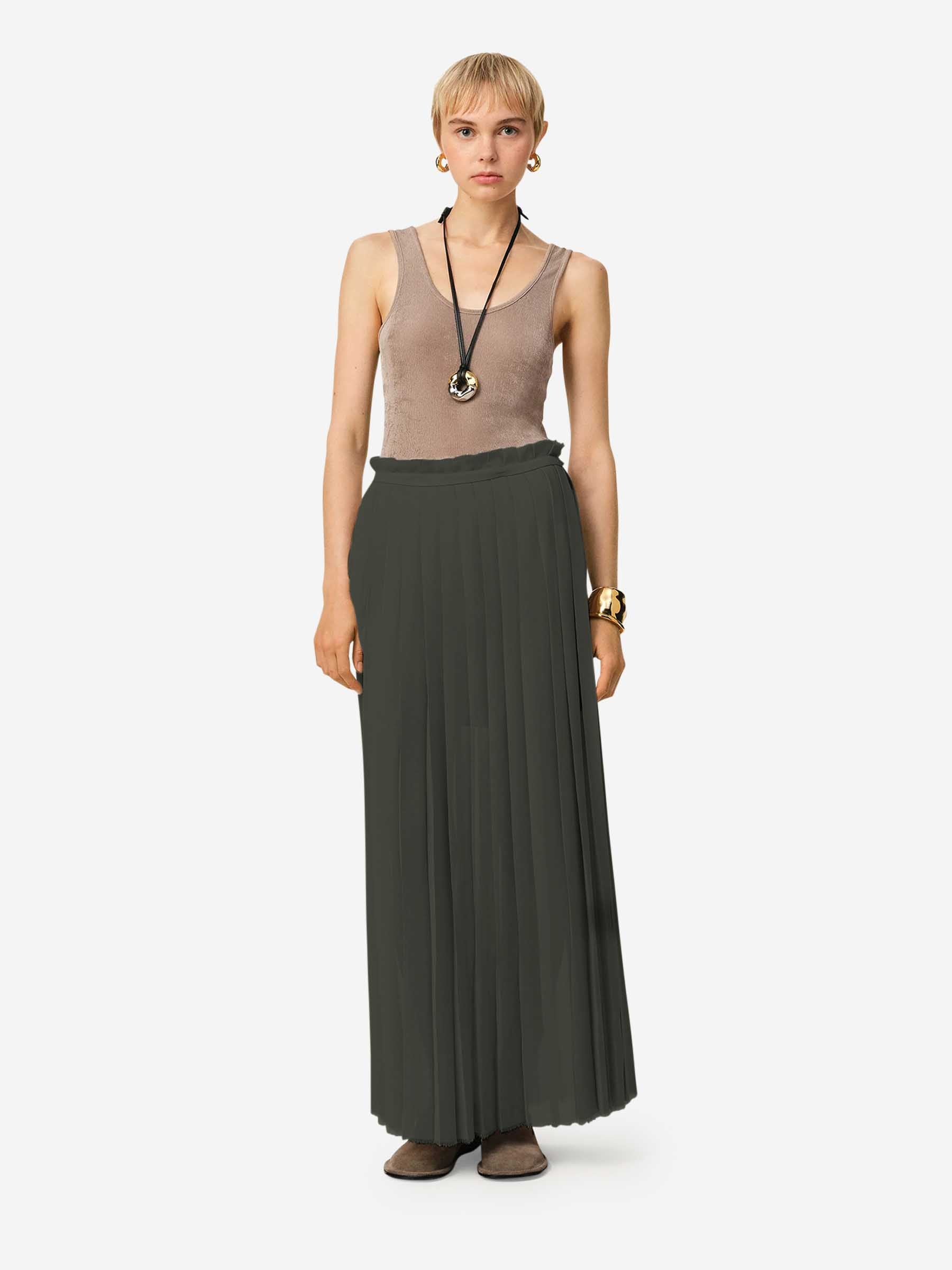 Ami Paris Mujer Barcelona Falda Maxi Plisada color Verde sku 750-001554 02 - Foto 2