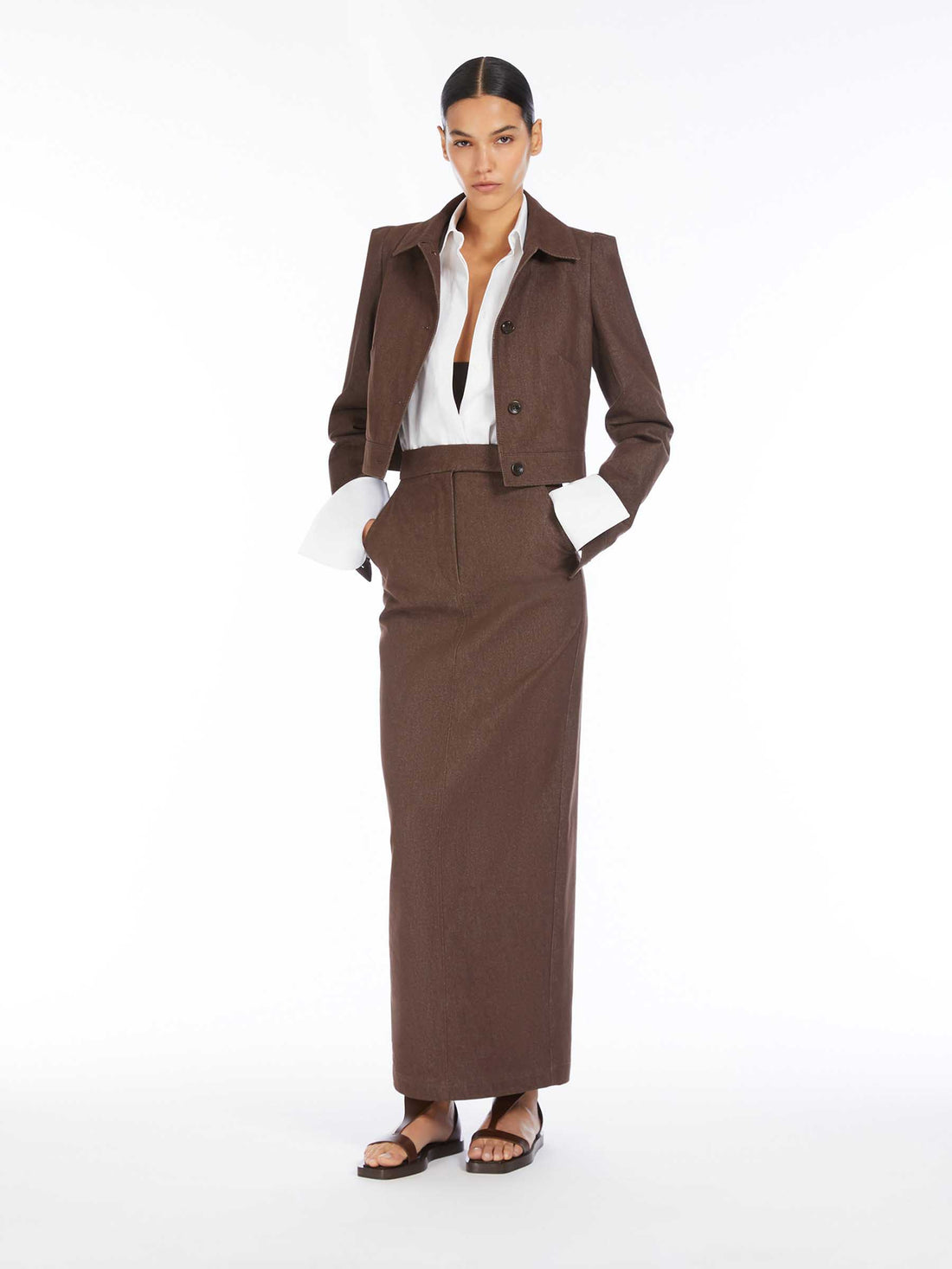 Max Mara Mujer Barcelona Falda Maxi Denim color Marrón Oscuro sku 750-001602 01 - Foto 2