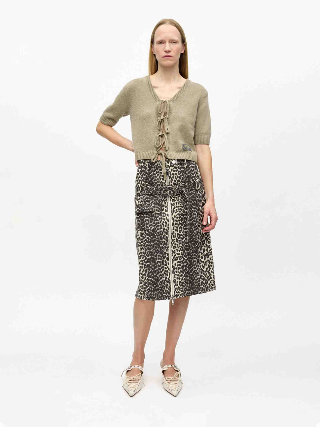 Outlet online Ganni Mujer Falda Midi Tweed color Leopardo sku 750-001617 01 - Foto 2