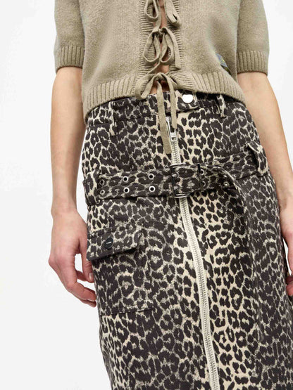 Outlet online Ganni Mujer Falda Midi Tweed color Leopardo sku 750-001617 01 - Foto 4