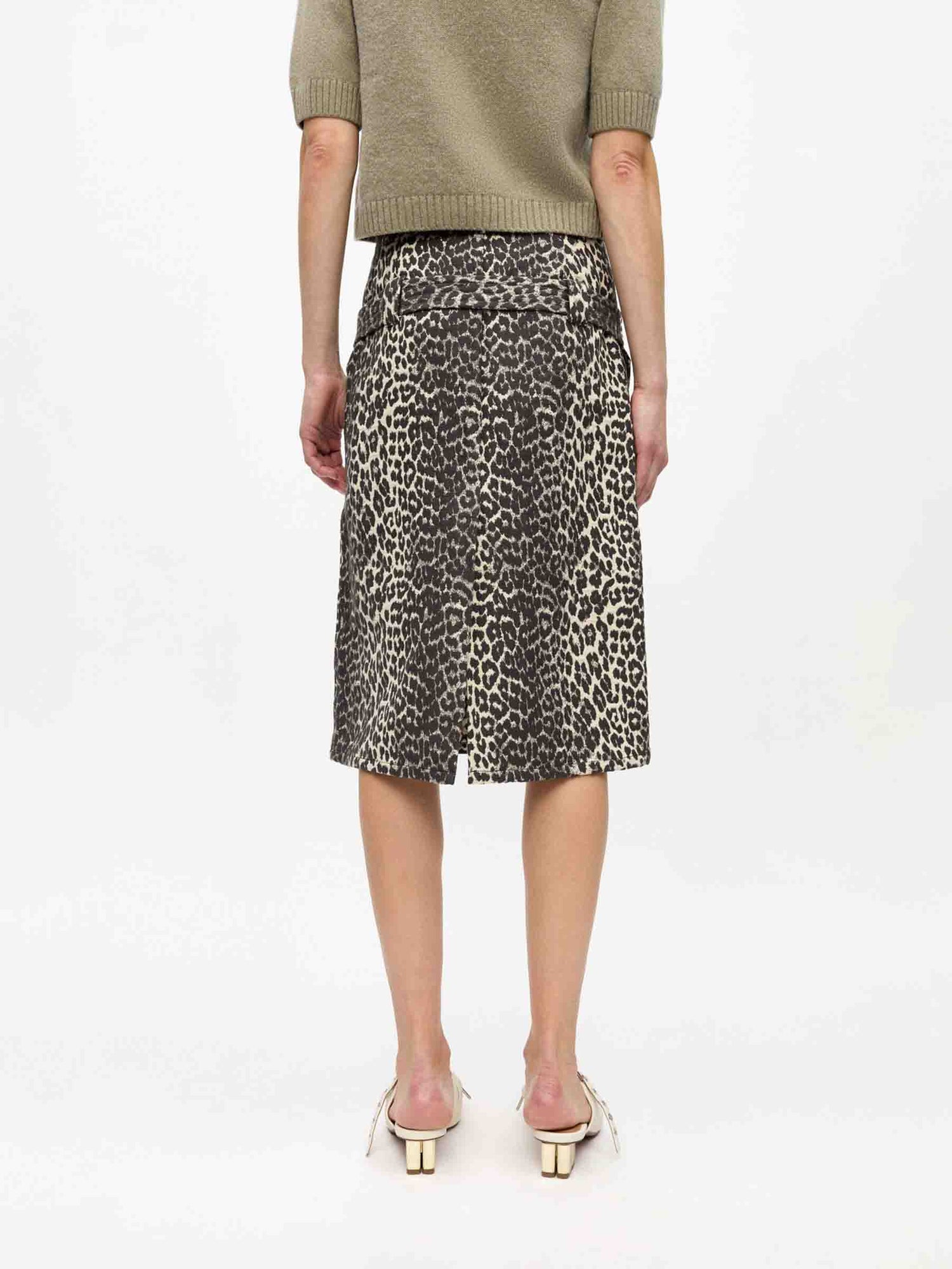 Outlet online Ganni Mujer Falda Midi Tweed color Leopardo sku 750-001617 01 - Foto 5
