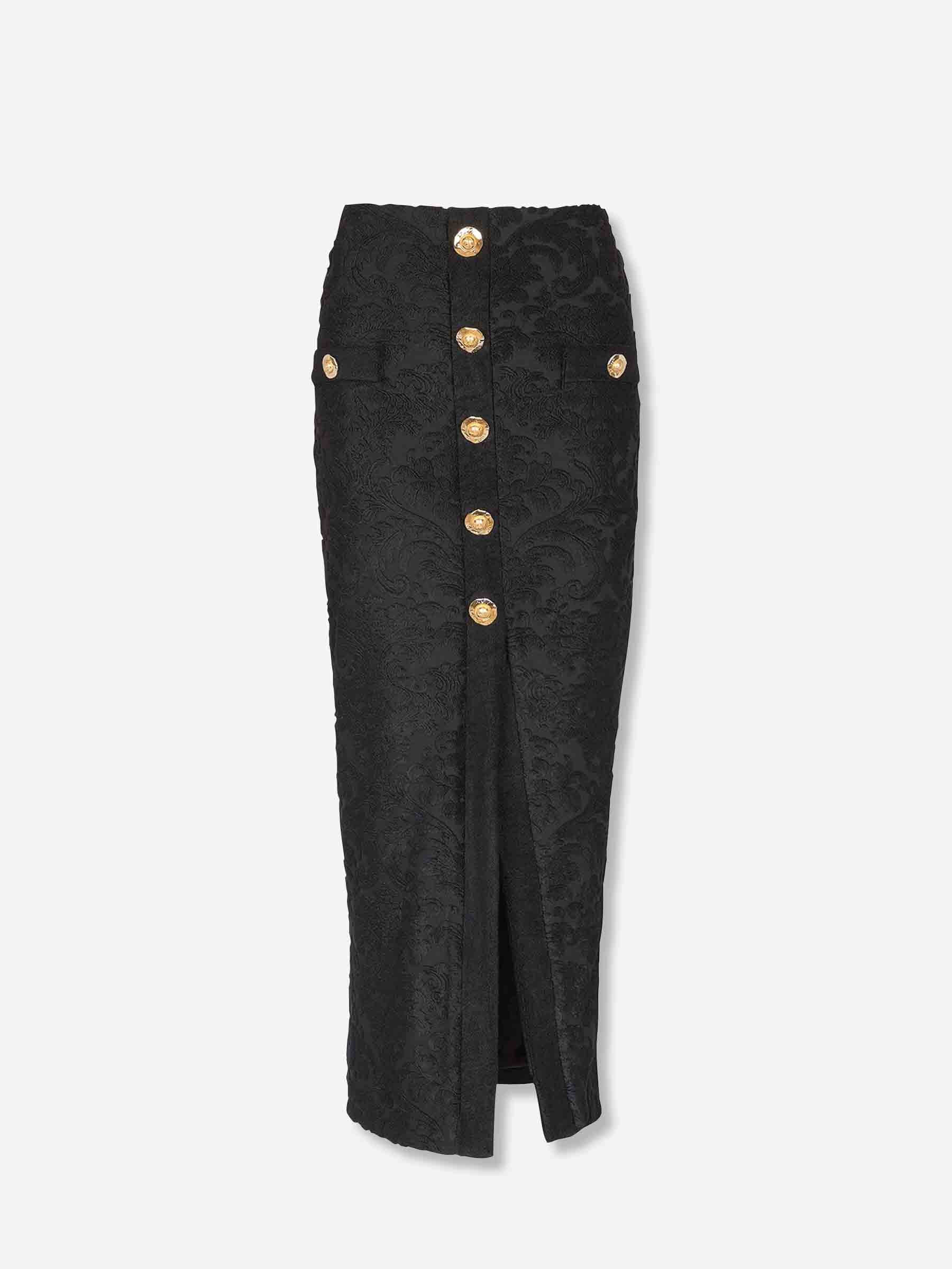 Outlet online Balmain Mujer Falda Midi Barroco color Negro sku 750-001678 01 - Foto 1