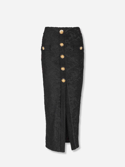 Outlet online Balmain Mujer Falda Midi Barroco color Negro sku 750-001678 01 - Foto 1